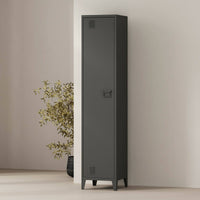 Mobile colonna Soleto, Pensile bagno o cucina, Armadio alto multifunzione, Mobiletto multiuso, 38x38 h180 cm, Ardesia