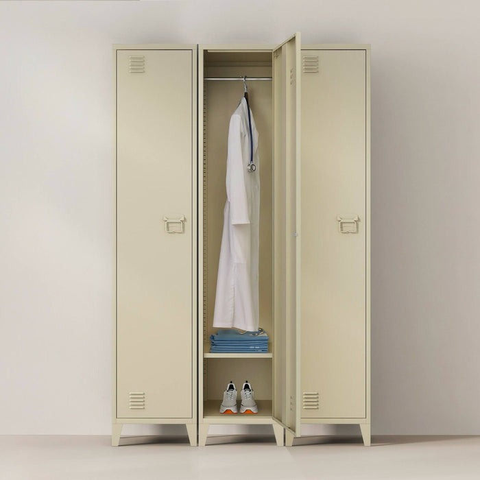 Mobile colonna Soleto, Pensile bagno o cucina, Armadio alto multifunzione, Mobiletto multiuso, 38x38 h180 cm, Panna