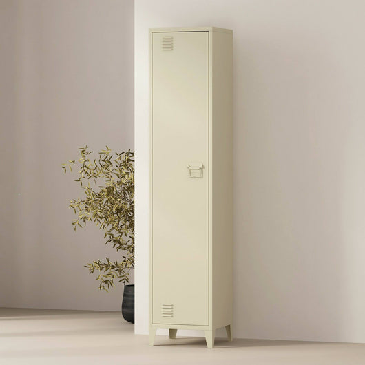 Mobile colonna Soleto, Pensile bagno o cucina, Armadio alto multifunzione, Mobiletto multiuso, 38x38 h180 cm, Panna