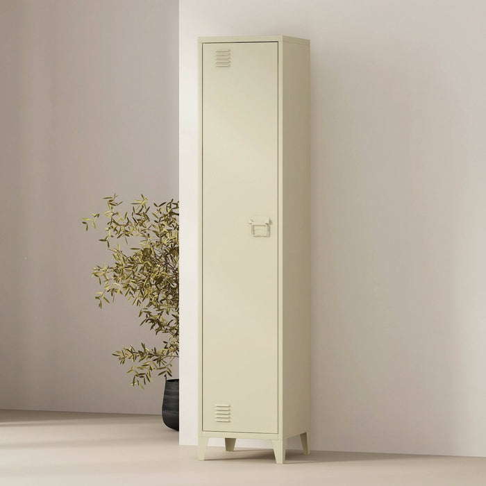 Mobile colonna Soleto, Pensile bagno o cucina, Armadio alto multifunzione, Mobiletto multiuso, 38x38 h180 cm, Panna