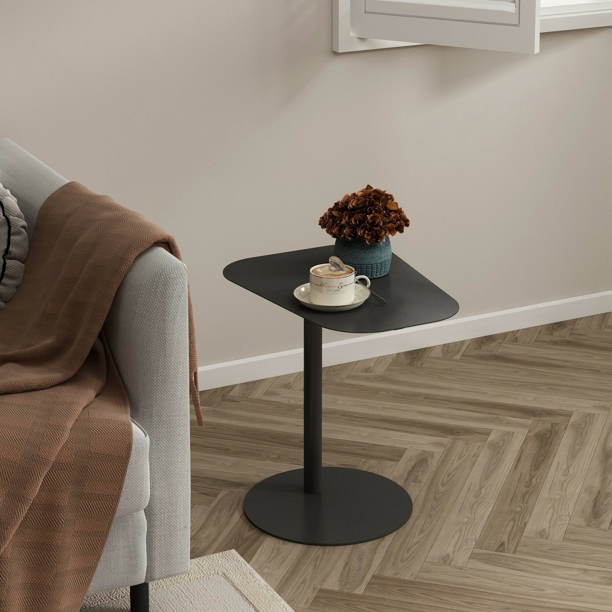 Tavolino da salotto Niccone, Tavolo basso da caffè, Portariviste per divano, Ripiano da soggiorno, 50x38 h50 cm, Ardesia