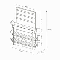 Fioriera Paganella, Complemento d'arredo, Articolo decorativo, Accessorio d'arredo, 96x24 h155 cm, Ardesia