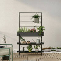 Fioriera Paganella, Complemento d'arredo, Articolo decorativo, Accessorio d'arredo, 96x24 h155 cm, Ardesia