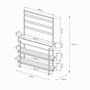 Fioriera Paganella, Complemento d'arredo, Articolo decorativo, Accessorio d'arredo, 96x24 h155 cm, Panna