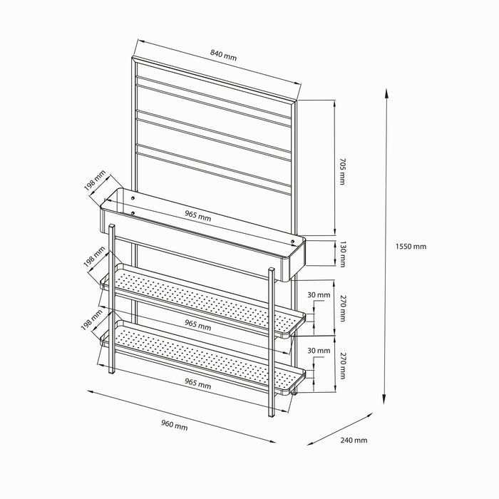 Fioriera Paganella, Complemento d'arredo, Articolo decorativo, Accessorio d'arredo, 96x24 h155 cm, Panna