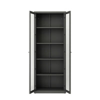 Vetrina Izano, Credenza espositiva, Vetrinetta multiuso, Madia da soggiorno, 70x35 h180 cm, Ardesia