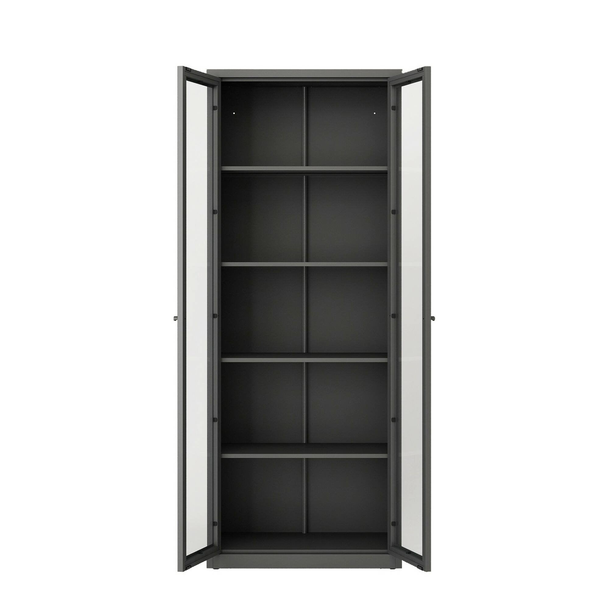 Vetrina Izano, Credenza espositiva, Vetrinetta multiuso, Madia da soggiorno, 70x35 h180 cm, Ardesia