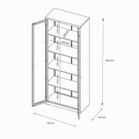 Vetrina Izano, Credenza espositiva, Vetrinetta multiuso, Madia da soggiorno, 70x35 h180 cm, Ardesia