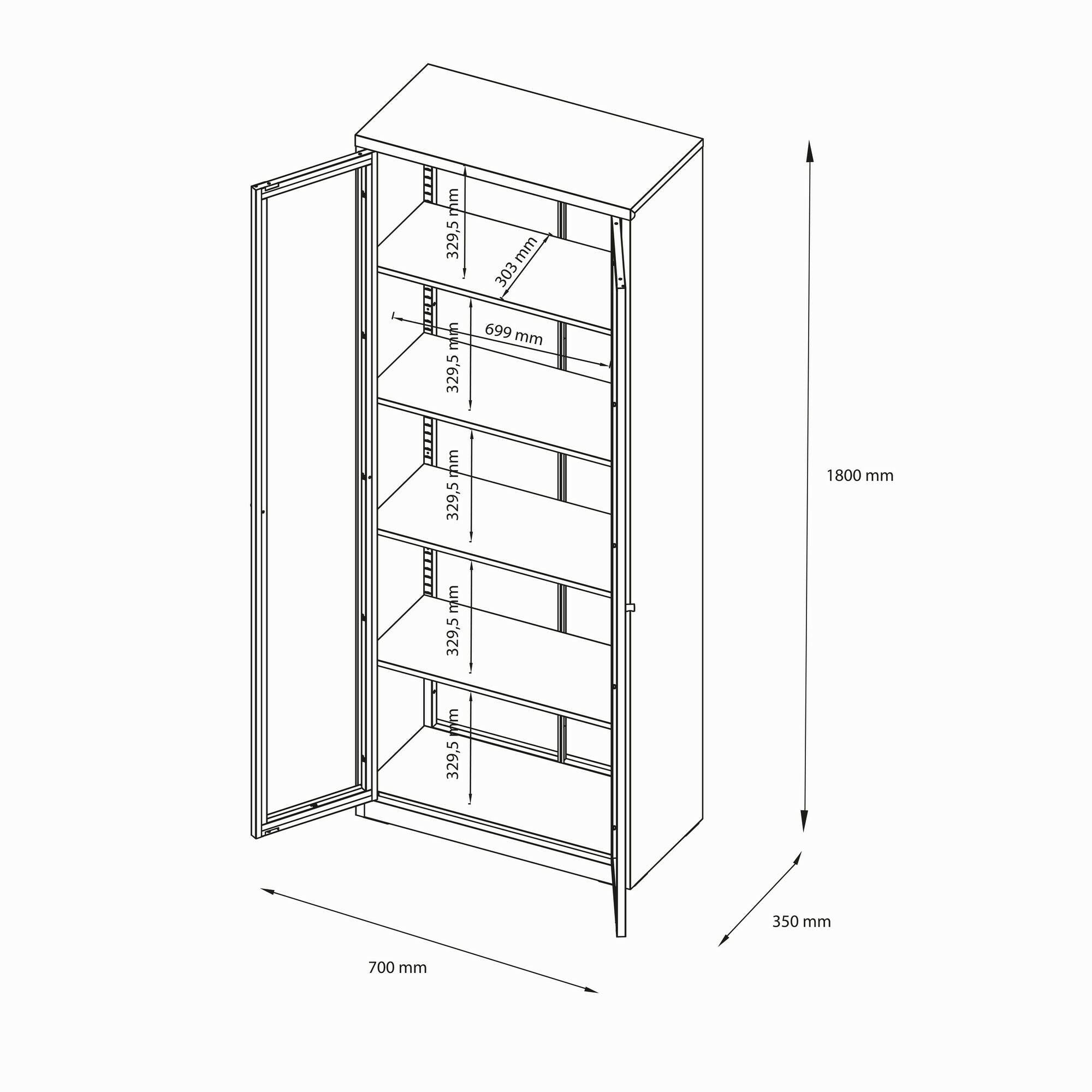 Vetrina Izano, Credenza espositiva, Vetrinetta multiuso, Madia da soggiorno, 70x35 h180 cm, Ardesia