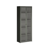 Vetrina Izano, Credenza espositiva, Vetrinetta multiuso, Madia da soggiorno, 70x35 h180 cm, Ardesia