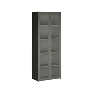 Vetrina Izano, Credenza espositiva, Vetrinetta multiuso, Madia da soggiorno, 70x35 h180 cm, Ardesia