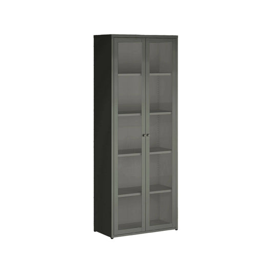 Vetrina Izano, Credenza espositiva, Vetrinetta multiuso, Madia da soggiorno, 70x35 h180 cm, Ardesia