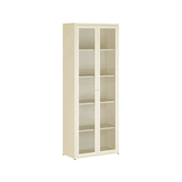 Vetrina Izano, Credenza espositiva, Vetrinetta multiuso, Madia da soggiorno, 70x35 h180 cm, Panna