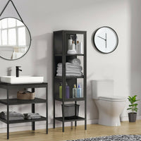 Vetrina Laces, Credenza espositiva, Vetrinetta multiuso, Madia da soggiorno, 42x35 h160 cm, Ardesia