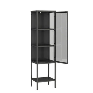 Vetrina Laces, Credenza espositiva, Vetrinetta multiuso, Madia da soggiorno, 42x35 h160 cm, Ardesia