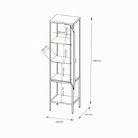 Vetrina Laces, Credenza espositiva, Vetrinetta multiuso, Madia da soggiorno, 42x35 h160 cm, Ardesia