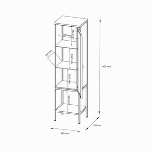 Vetrina Laces, Credenza espositiva, Vetrinetta multiuso, Madia da soggiorno, 42x35 h160 cm, Ardesia