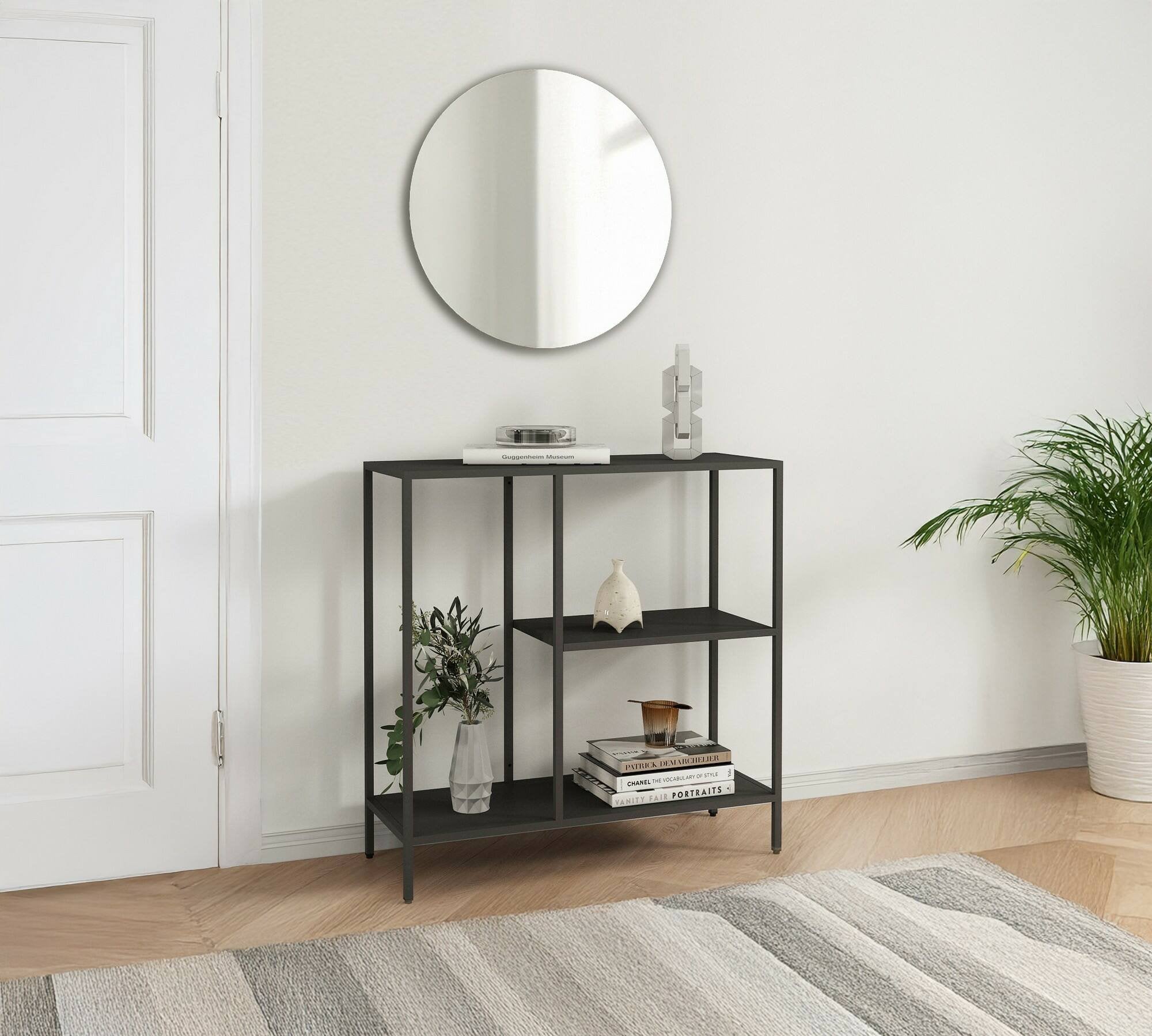 Consolle Noto, Tavolo multiuso, Mobiletto d'appoggio, Scrivania da corridoio, 80x30 h80 cm, Ardesia