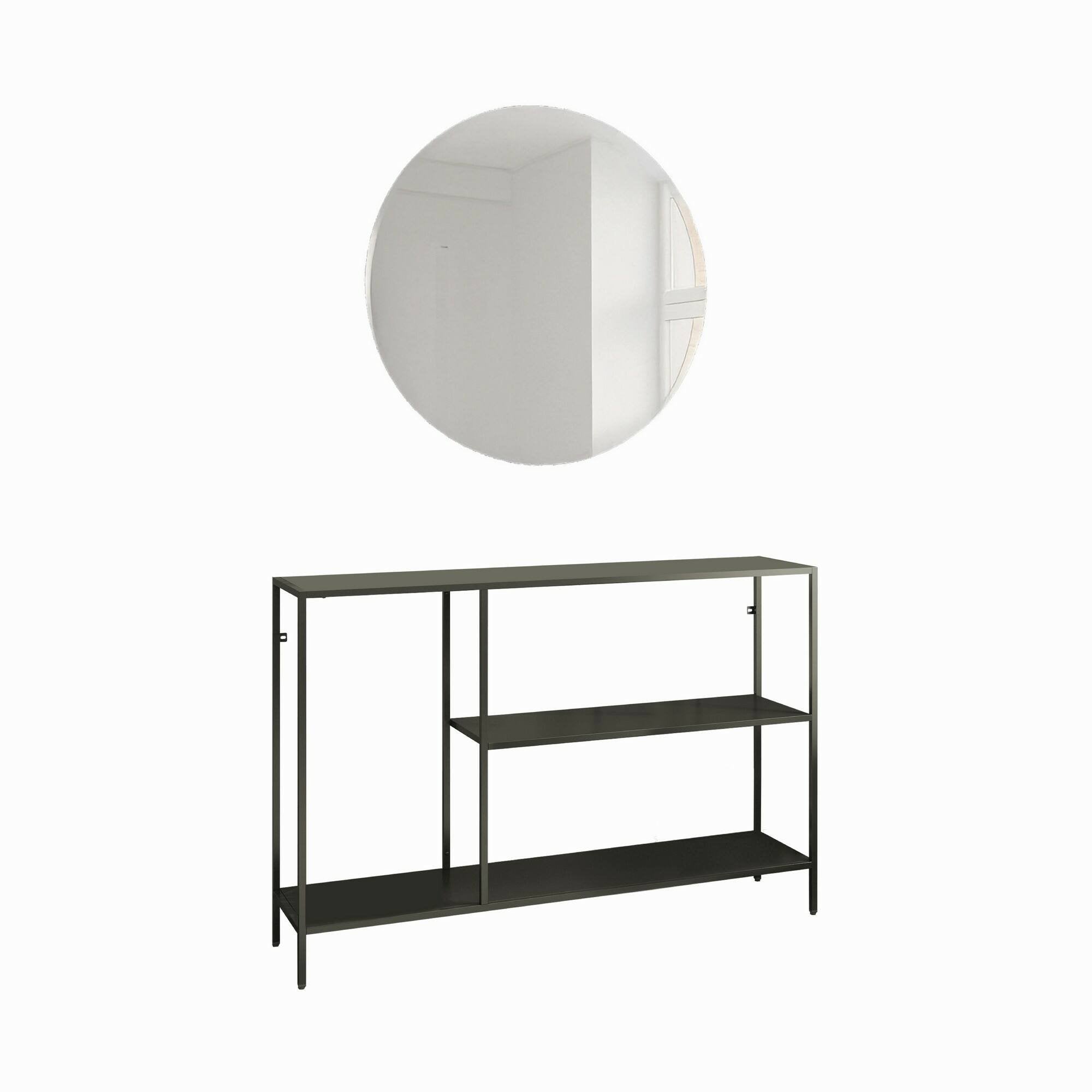 Consolle Vaprio, Tavolo multiuso, Mobiletto d'appoggio, Scrivania da corridoio, 120x30 h80 cm, Ardesia