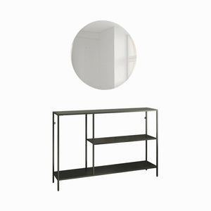 Consolle Vaprio, Tavolo multiuso, Mobiletto d'appoggio, Scrivania da corridoio, 120x30 h80 cm, Ardesia