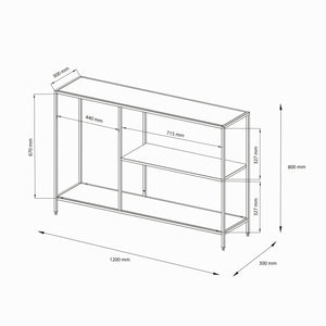 Consolle Vaprio, Tavolo multiuso, Mobiletto d'appoggio, Scrivania da corridoio, 120x30 h80 cm, Ardesia