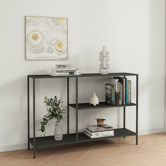 Consolle Vaprio, Tavolo multiuso, Mobiletto d'appoggio, Scrivania da corridoio, 120x30 h80 cm, Ardesia