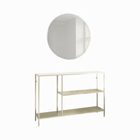 Consolle Vaprio, Tavolo multiuso, Mobiletto d'appoggio, Scrivania da corridoio, 120x30 h80 cm, Panna