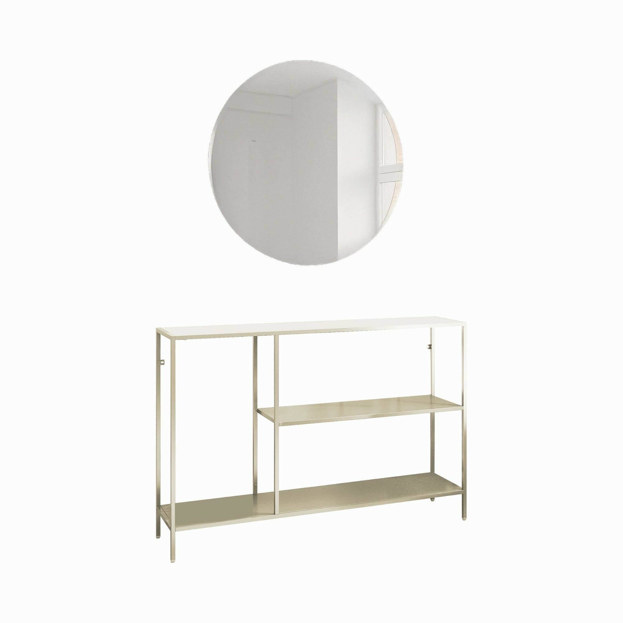 Consolle Vaprio, Tavolo multiuso, Mobiletto d'appoggio, Scrivania da corridoio, 120x30 h80 cm, Panna