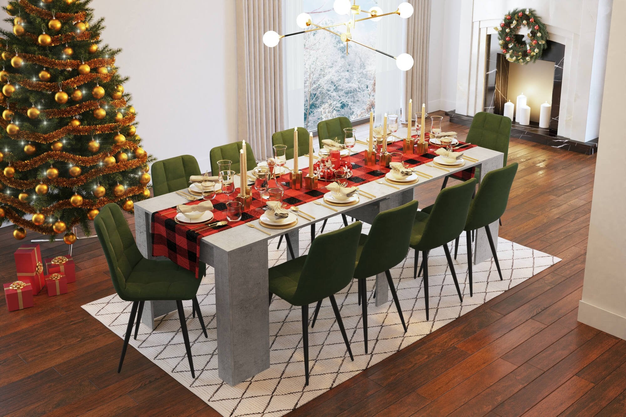 Consolle allungabile Vaelis, trasformabile in tavolo da pranzo, salvaspazio ed estensibile fino a 237 cm, 90-237x76,6x90 cm, Grigio