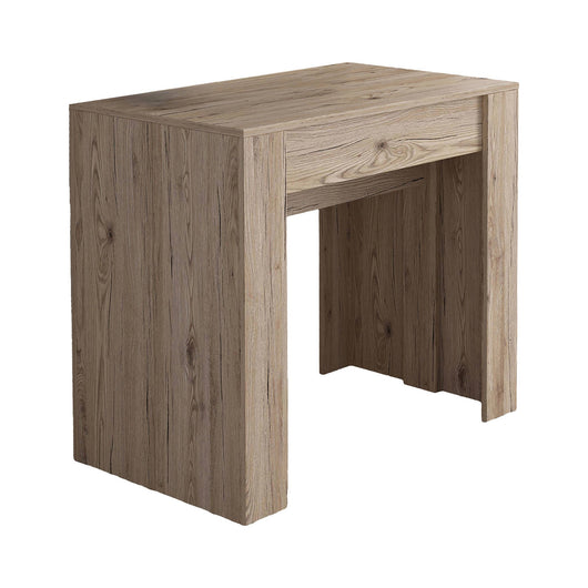 Consolle allungabile Vaelis, trasformabile in tavolo da pranzo, salvaspazio ed estensibile fino a 237 cm, 90-237x76,6x90 cm, Quercia