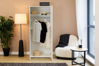 Guardaroba 2 ante Malvito, Mobile camera da letto, Cabina armadio portabiti, Armadio appendiabiti, 74x52 h179 cm, Bianco