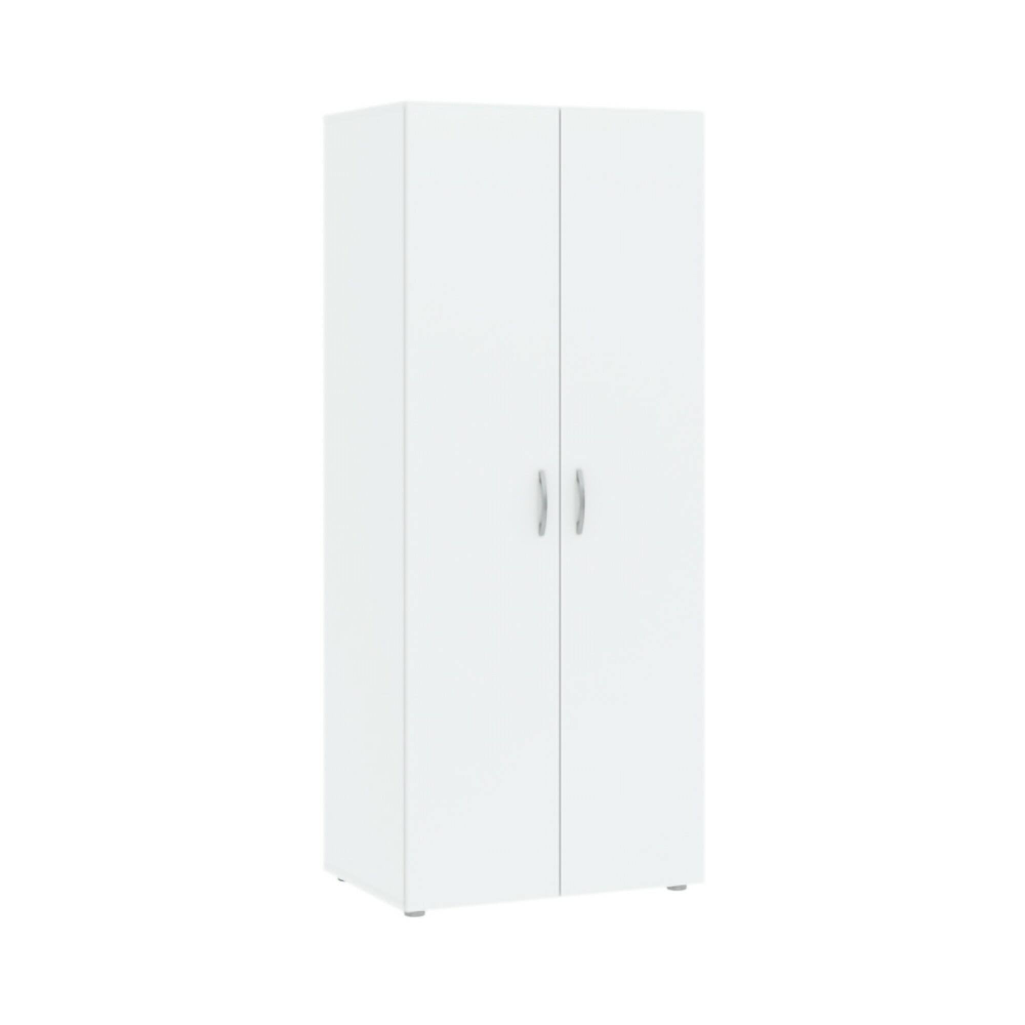 Guardaroba 2 ante Malvito, Mobile camera da letto, Cabina armadio portabiti, Armadio appendiabiti, 74x52 h179 cm, Bianco