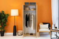 Guardaroba 2 ante Malvito, Mobile camera da letto, Cabina armadio portabiti, Armadio appendiabiti, 74x52 h179 cm, Rovere