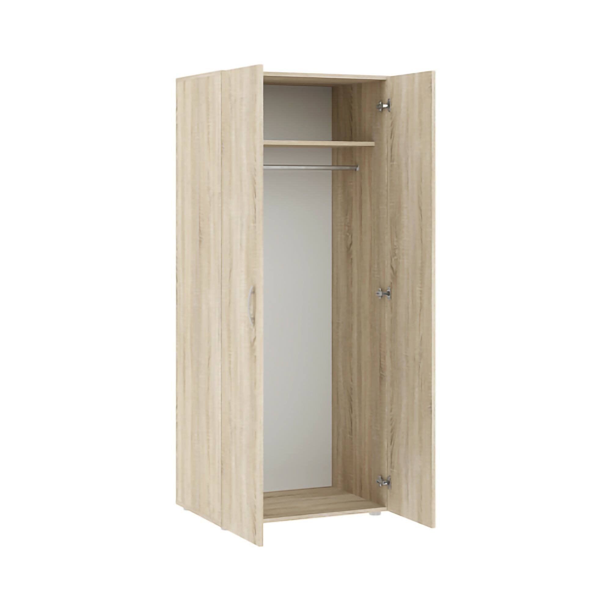 Guardaroba 2 ante Malvito, Mobile camera da letto, Cabina armadio portabiti, Armadio appendiabiti, 74x52 h179 cm, Rovere