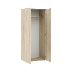 Guardaroba 2 ante Malvito, Mobile camera da letto, Cabina armadio portabiti, Armadio appendiabiti, 74x52 h179 cm, Rovere