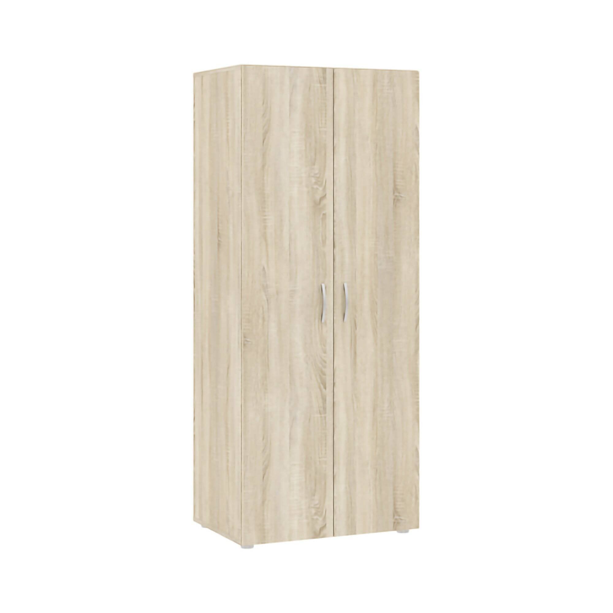 Guardaroba 2 ante Malvito, Mobile camera da letto, Cabina armadio portabiti, Armadio appendiabiti, 74x52 h179 cm, Rovere