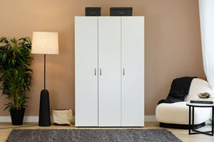 Guardaroba 3 ante Pettineo, Mobile camera da letto, Cabina armadio portabiti, Armadio appendiabiti, 111x52 h179 cm, Bianco