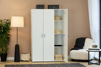 Guardaroba 3 ante Pettineo, Mobile camera da letto, Cabina armadio portabiti, Armadio appendiabiti, 111x52 h179 cm, Bianco