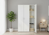 Guardaroba 3 ante Pettineo, Mobile camera da letto, Cabina armadio portabiti, Armadio appendiabiti, 111x52 h179 cm, Bianco