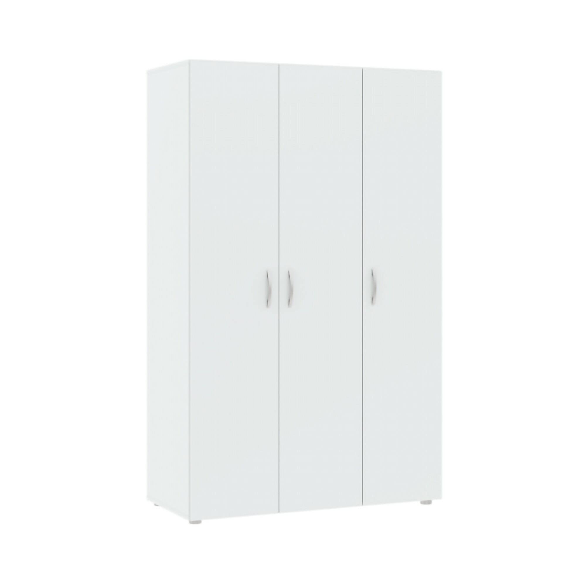 Guardaroba 3 ante Pettineo, Mobile camera da letto, Cabina armadio portabiti, Armadio appendiabiti, 111x52 h179 cm, Bianco