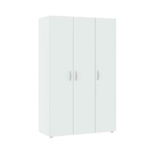 Guardaroba 3 ante Pettineo, Mobile camera da letto, Cabina armadio portabiti, Armadio appendiabiti, 111x52 h179 cm, Bianco