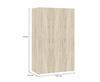 Guardaroba 3 ante Pettineo, Mobile camera da letto, Cabina armadio portabiti, Armadio appendiabiti, 111x52 h179 cm, Rovere