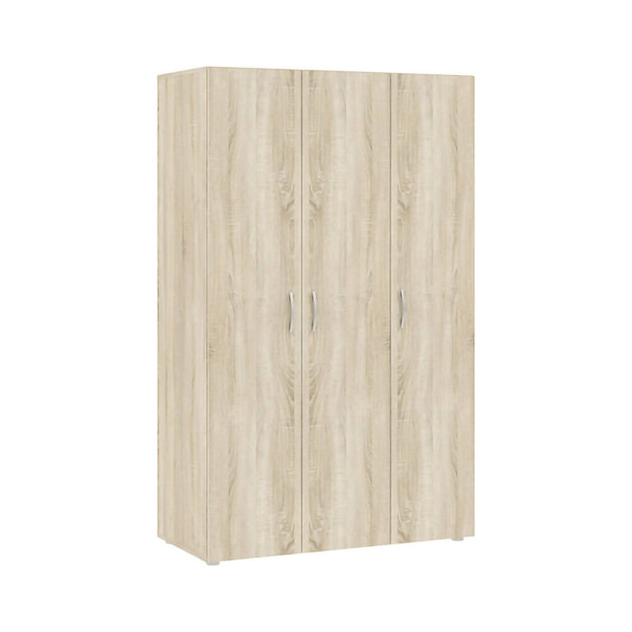 Guardaroba 3 ante Pettineo, Mobile camera da letto, Cabina armadio portabiti, Armadio appendiabiti, 111x52 h179 cm, Rovere