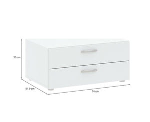 Cassettiera Piatto, Settimino multiuso, Comò camera da letto, Mobile con cassetti, 74x52 h35 cm, Bianco