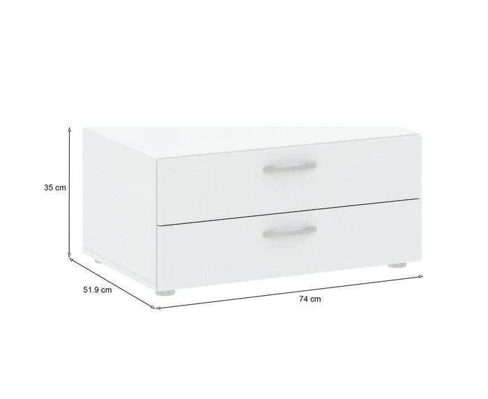 Cassettiera Piatto, Settimino multiuso, Comò camera da letto, Mobile con cassetti, 74x52 h35 cm, Bianco