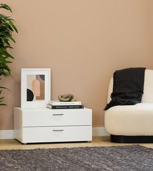 Cassettiera Piatto, Settimino multiuso, Comò camera da letto, Mobile con cassetti, 74x52 h35 cm, Bianco