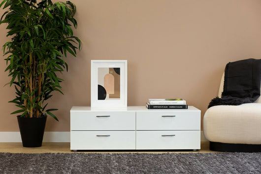 Cassettiera Gignod, Settimino multiuso, Comò camera da letto, Mobile con cassetti, 111x52 h35 cm, Bianco