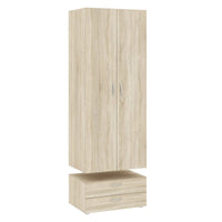 Guardaroba 2 ante Buriasco, Mobile camera da letto, Cabina armadio portabiti, Armadio appendiabiti, 74x52 h214 cm, Rovere