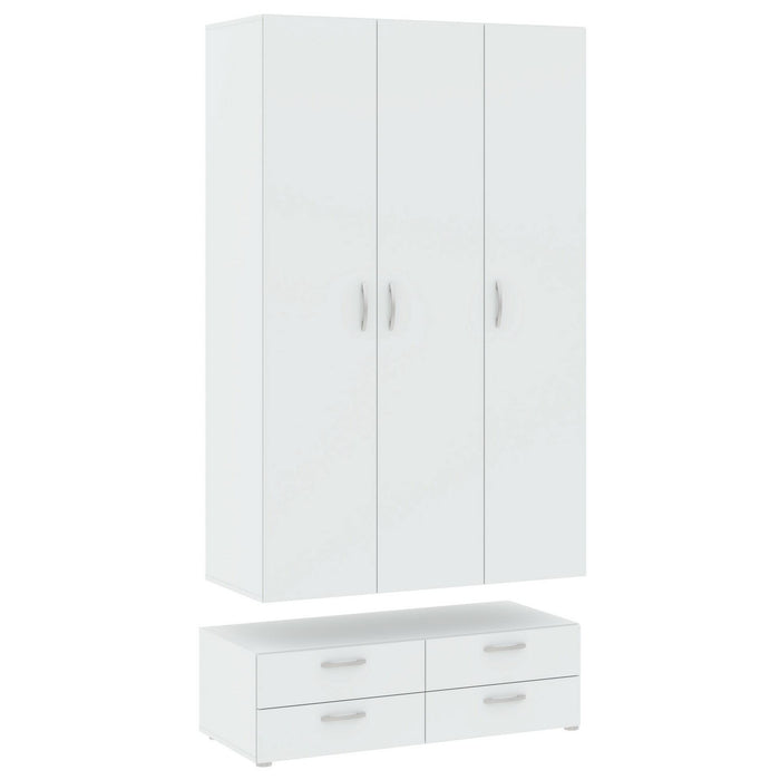Guardaroba 3 ante Randazzo, Mobile camera da letto, Cabina armadio portabiti, Armadio appendiabiti, 111x52 h214 cm, Bianco