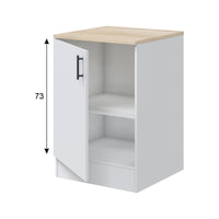 Mobile 1 anta Zerna, Armadietto verticale, Modulo contenitore, Base cucina compatta, 60x60 h90 cm, Bianco e Rovere